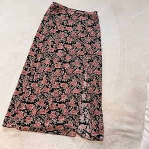 American Eagle Outfitters Black and Pink Floral Maxi Skirt